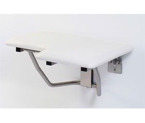 Elcoma 61-PA3001 White Padded 30" x 21" Adult Fold Down L-Shaped Shower Seat - Left Handed