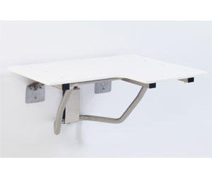 Elcoma 61-PO3020 White HDP 30" x 21" Adult Fold Down L-Shaped Shower Seat - Left Handed