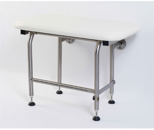 Elcoma 62-PA2401WLEG 24" x 14.5" White Padded Adult Fold Down Rectangle Shower Seat with Legs