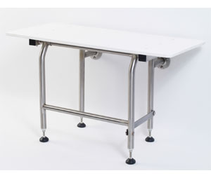 Elcoma 62-PO2620WLEG 26" x 14.5" White HDP Adult Fold Down Rectangle Shower Seat with Legs