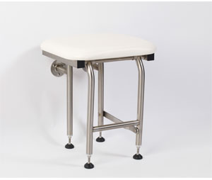 Elcoma 63-PA1801WLEG 18" x 14.5" White Padded Junior Fold Down Rectangle Shower Seat with Legs