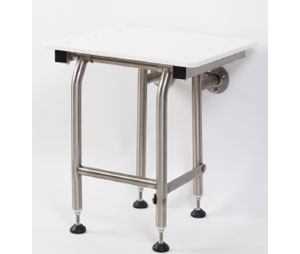 Elcoma 63-PO1820WLEG 18" x 14.5" White HDP Junior Fold Down Rectangle Shower Seat with Legs