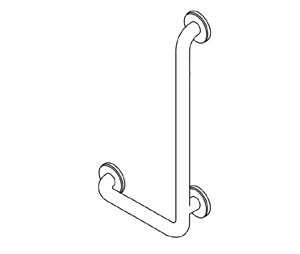 Elcoma 08-563216-ST-01 1-1/2" Diameter 32x16 90° Angle Grab Bar with Smooth Grip & Twist Lock Concealed Flanges - Powder Coated White Stainless Steel - Left Handed