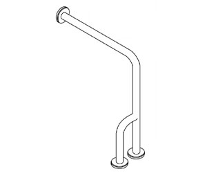 Elcoma 15-223330-KT 1-1/4" Diameter 33x30 Wall to Floor Grab Bar w/Outrigger with Knurled Grip & Twist Lock Concealed Flanges - Satin Stainless Steel - Right Handed