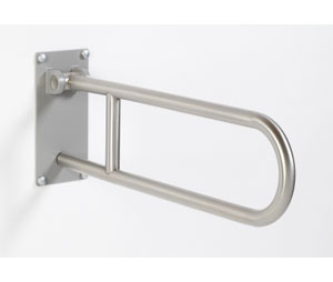 Elcoma 99-5230-KW05 30" Friction Hinge Flip-Up Safety Rail with Zinc Wall Bracket - Knurled Grip - Satin Finish