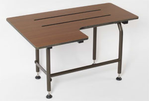 Elcoma 60-PH2815WLEG-ORB 28" x 21" Elite Series Adult Fold Down L-Shaped Shower Seat with Legs - Right Handed - Woodgrain Phenolic Seat with Oil Rubbed Bronze Legs