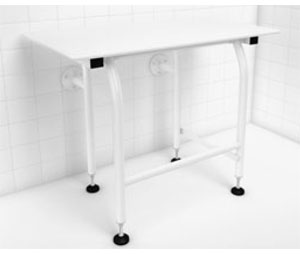 Elcoma 62-PA2801WLEG-01 28" x 14.5" Elite Series Adult Fold Down Rectangle Shower Seat with Legs - White Padded Seat with Powder Coated White Legs