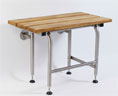 Elcoma 63-TK16WLEG-01 16" x 14.5" Junior Fold Down Rectangle Shower Seat with Legs - Takewood Seat with Powder Coated White Legs