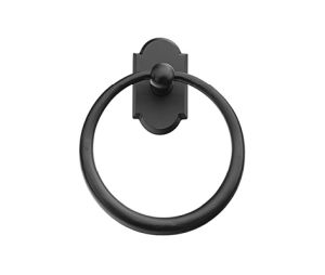 Emtek 23011FB Sandcast Bronze Bath Hardware, Towel Ring, 2-11/16" Projection, Rosete #1, Flat Black Bronze