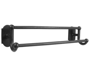 Emtek 230514MB Sandcast Bronze Bath Hardware, Double Towel Bar, 5-9/16" Projection, Rosete #4, Medium Bronze