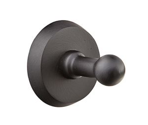 Emtek 23082FB Sandcast Bronze Bath Hardware, Single Hook, 2-3/4" Projection, Rosete #2, Flat Black Bronze