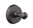 Emtek 23081FB Sandcast Bronze Bath Hardware, Single Hook, 2-3/4" Projection, Rosete #1, Flat Black Bronze