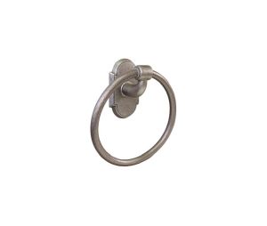 Emtek 25012SWS Wrought Steel Bath Hardware, Towel Ring, 2-5/8" Projection, Rosete #2, Satin Steel