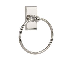 Emtek 2601DISKUS3 Traditional Brass Bath Hardware, Towel Ring, 2-5/8" Projection, Rosete Disk, Polished Brass