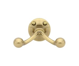 Emtek 2607US7 Traditional Brass Bath Hardware, Double Hook, 2-1/8" Projection, French Antique