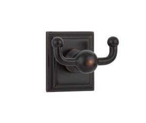Emtek 2609WILUS19 Traditional Brass Bath Hardware, Double Hook, 2-7/8" Projection, Rosete Wilshire, Flat Black