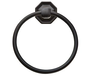 Emtek 270112FB Tuscany Bronze Bath Hardware, Towel Ring, 2-5/8" Projection, Rosete #12, Flat Black Bronze