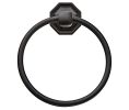 Emtek 270111FB Tuscany Bronze Bath Hardware, Towel Ring, 2-5/8" Projection, Rosete #11, Flat Black Bronze