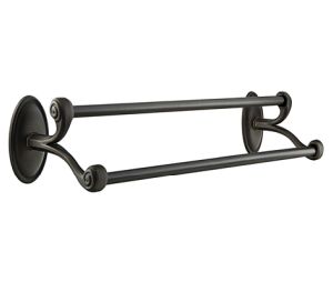 Emtek 2708312FB Tuscany Bronze Bath Hardware, Double Towel Bar, Rosete #12, Flat Black Bronze