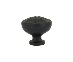 Emtek 76044FBS Wrought Steel Petal Knob, 1-3/4" Diameter, 1-1/2" Projection, Flat Black Steel