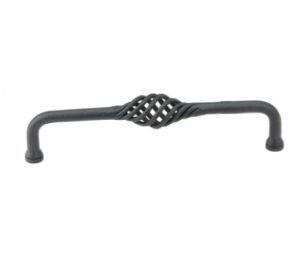 Emtek 76020FBS Wrought Steel Lafayette Fixed Pull, 1-1/2" Projection, 4" CTC, Flat Black Steel