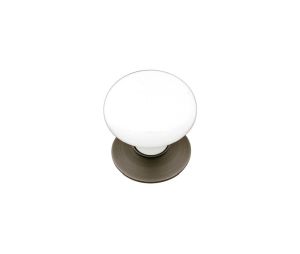 Emtek 86001US15A Porcelain Cabinet Knob Ice White, 1-3/8" Diameter, 1-3/8" Projection, Pewter