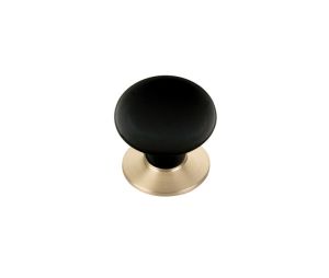 Emtek 86009US3 Porcelain Cabinet Knob Ebony, 1-3/8" Diameter, 1-3/8" Projection, Polished Brass