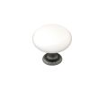 Emtek 86071FBS Porcelain, Madison Cabinet Knob Ivory, 1-1/4" Diameter, 1-1/4" Projection, Flat Black Steel