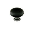 Emtek 86072FBS Porcelain, Madison Cabinet Knob Black, 1-1/4" Diameter, 1-1/4" Projection, Flat Black Steel