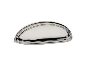 Emtek 86123US14 Traditional, Cup Pull, 1-1/8" Projection, 3" CTC, Polished Nickel