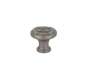 Emtek 86277US15A Ribbon & Reed Knob, 1-1/4" Diameter, 1-1/4" Projection, Pewter