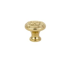 Emtek 86277US3NL Ribbon & Reed Knob, 1-1/4" Diameter, 1-1/4" Projection, Unlacquered Brass