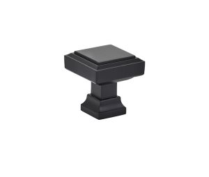 Emtek 86296US19 Geometric Square Knob, 1-5/8" Dimension, 1-5/8" Projection, Flat Black
