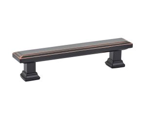 Emtek 86302US10B Geometric Rectangular Pull, 1-1/8" Projection, 6" CTC, Oil Rubbed Bronze