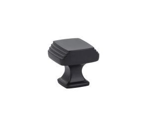 Emtek 86421US19 Art Deco Knob, 1-1/4" Dimension, 1-1/4" Projection, Flat Black