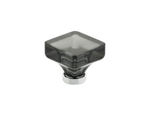 Emtek 86554US15 Crystal, Lido Knob Smoke, 1-3/8" Dimension, 1-3/8" Projection, Satin Nickel