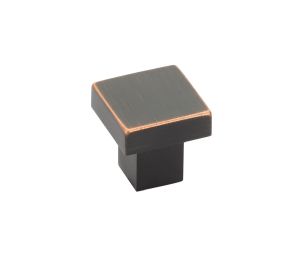 Emtek 86702US10B Modern Rectangular, Hunter Knob, 1-1/4" Dimension, 1-1/4" Projection, Oil Rubbed Bronze