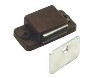 Epco 1014-BR-P Magnetic Catch for Cabinet Doors, Polybagged with Strike and Screws - Brown Color