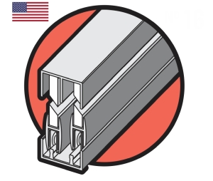 Epco 16-A-3 Aluminum Sliding Door Track Assembly No.16, For 1/4" Thick Glass Doors, 3' Length - Satin Clear Anodized Finish