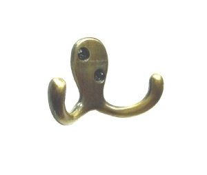 Epco CH202-ZAB-2 Zamack Double Wardrobe Hook, Polybagged with Screws, 1-1/8" Projection - Antique Brass Finish