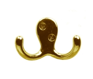 Epco CH202-ZB Zamack Double Wardrobe Hook, Bulk Packed, 1-1/8" Projection - Polished Brass Finish