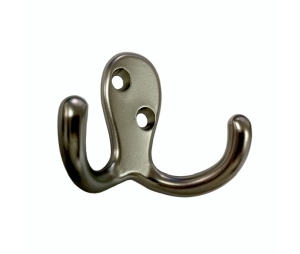 Epco CH202-ZMN-2 Zamack Double Wardrobe Hook, Polybagged with Screws, 1-1/8" Projection - Matt Nickel Finish