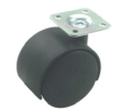 Epco CS-50-1-TWH Plastic Twin-Wheel Hooded Castor, 1.97" Diameter, with Mounting Plate - Black