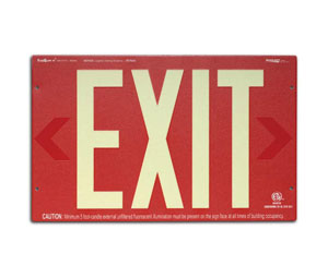 EverGlow BPLXR Photo-luminescent Exit Sign ”EXIT” - Red