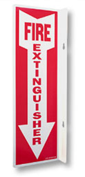 Ansul RPAS182 - 5"X6" 3D Angle Plastic Rigid Fire Extinguisher Arrow Sign 