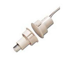 GE Security 1078-M Recessed Magnetic Steel Door Contact w/ Wire Leads - Closed Loop, Mahogany