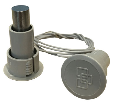 Recessed Magnetic Steel Door Contact w/ Wire Leads - Closed Loop, Grey