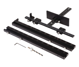 Hafele 001.35.051 Cabinet Hardware Jig, With Shelf Pin and Long Handle, Aluminum, Black