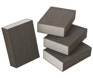 Hafele 005.32.144 Foam Sanding Sponge, Four-Sided, 2-5/8" x 3-3/4" x 1" (W x H x D), 60 Grit, Aluminum Oxide