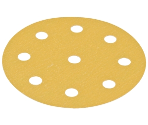 Hafele 005.33.320 Abrasive Paper Disc, PSA, 9 Holes, 5" Diameter, P80 Grit, Aluminum Oxide